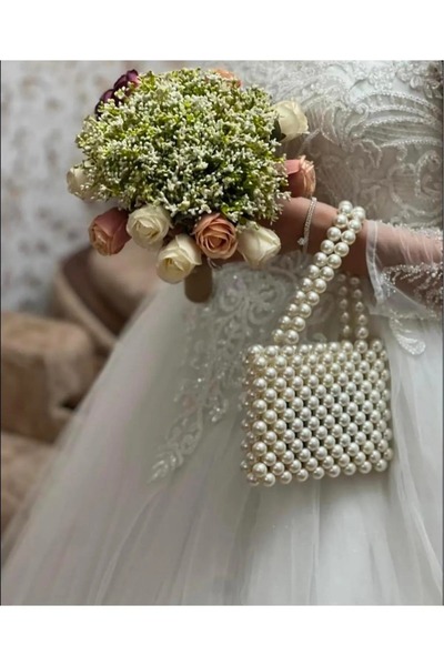 Askı Nişantaşı İnci Çanta Incili Çanta Abiye Dügün Nişan Kına Özel El Yapım (...