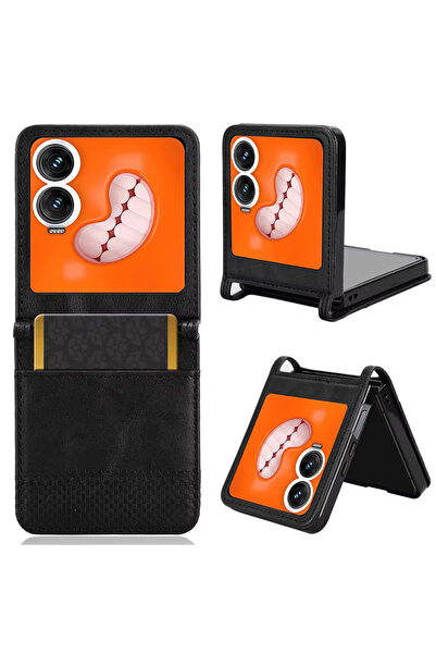 Microcase Tecno Phantom V Flip2 Retro Tasarım Kartlıklı Deri Kılıf-AL5119