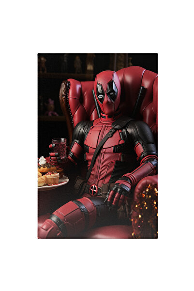 StoryGift Romania Tablou Canvas: Deadpool Pe Fotoliu Cu O Bautura In Mana Pic...