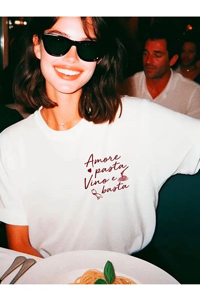AEMİ Μπλουζάκι Unisex Amore Cake με στάμπα 100% βαμβακερό Oversize