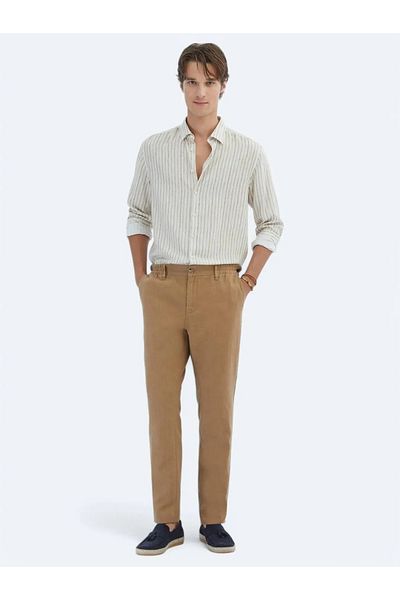 Kip Beige Printed Regular Fit Woven Casual Shirt