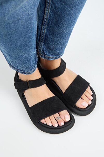 Manijero Dámské černé sandály z pravé kůže Bronx se suchým zipem