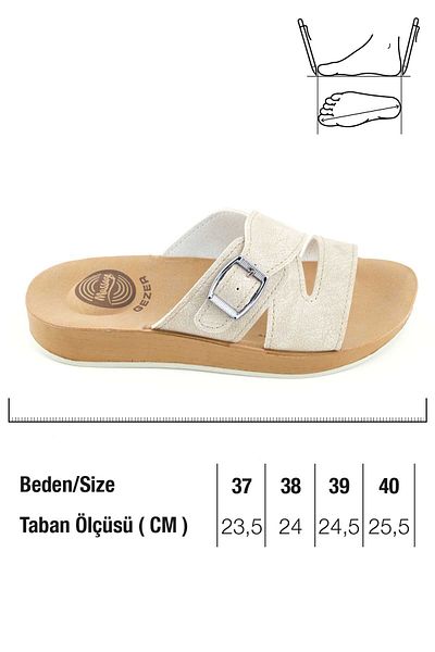 GEZER Women's Summer Bottom Sole Pu Artificial Leather Single Buckle Adjustable Comfortable Massage Sole Daily Slippers