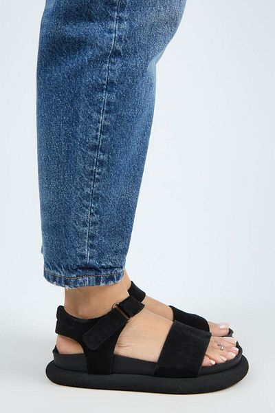 Manijero Sandale negre cu velcro din piele naturală Bronx pentru femei