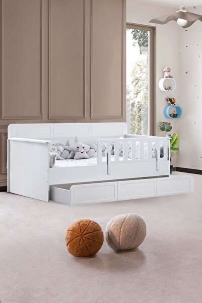 Setay Yavrulu Karyola, Mira Yavrulu Montessori Karyola - Beyaz + 2 Adet Comfort Yatak