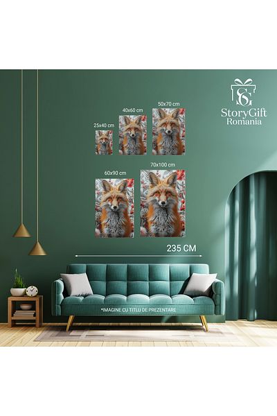 StoryGift Romania Tablou Canvas: Înțelepciunea În Ochii Sălbatici Ai Unei Vulpi- Portocclaiu Înflăcărat Pictura