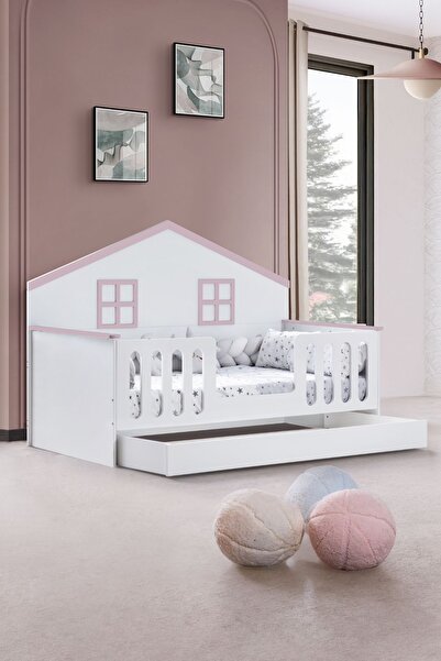 Setay Yavrulu Karyola, Bello Yavrulu Montessori Yatak - Pembe + 2 Adet Comfort Yatak