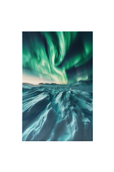 StoryGift Romania Tablou Canvas: Zăpadă Înghețată La Pol Natură Sleită De Frigul Ținutului Și Fenomenul Borealis