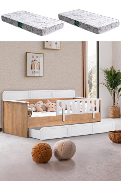 Setay Yavrulu Karyola, Mira Yavrulu Montessori Karyola - Ceviz + 2 Adet Comfort Yatak