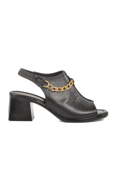 Pierre Cardin Μαύρα γυναικεία πέδιλα με τακούνι από γνήσιο δέρμα PC-54632 Z