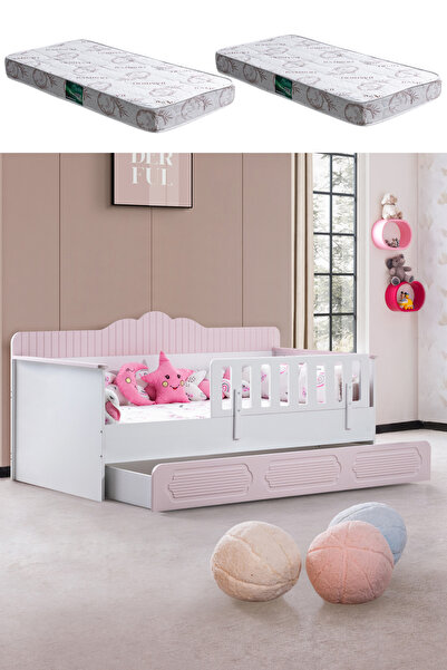 Setay Yavrulu Karyola, Flower Yavrulu Montessori Karyola - Pembe + 2 Adet Comfort Yatak