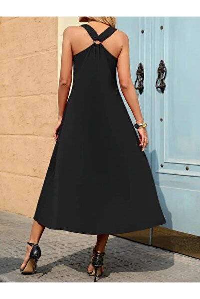 Gülizar Aksesuar Bakım فستان فيسكوز ماكسي للنساء من إيدوليكا بحمالات وياقة عل...