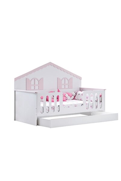 Setay Yavrulu Karyola, Poli Yavrulu Montessori Yatak - Pembe + 1 Adet Comfort Yatak