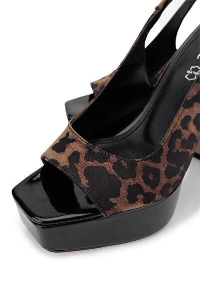 Tamer Tanca Kadın Vegan Leopar Topuklu Ayakkabı