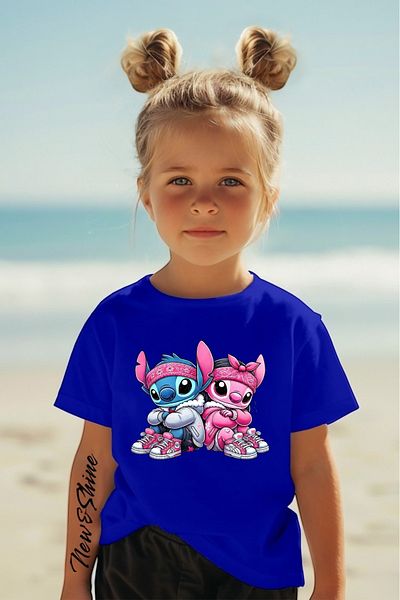 New Shine TRIOC OVERSIZE IMPRIMAT PENTRU COPII CU IMPRIMARE STITCH ȘI ANGEL