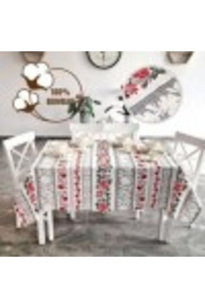 Pucioasa Față de masă din bumbac teflonat, 160x320 cm, design tradițional