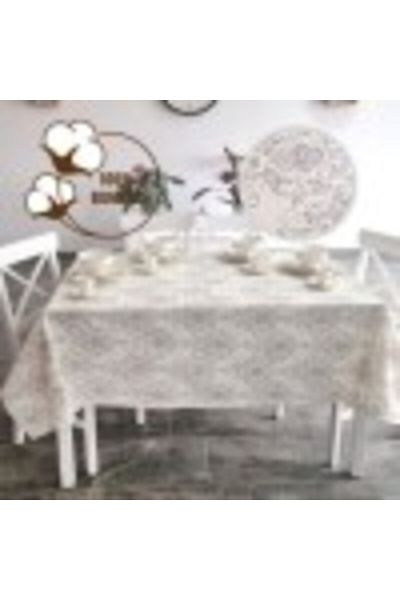 Pucioasa Tablecloth with Teflon-Coated Cotton, 160x320cm, Baroque Gray Design