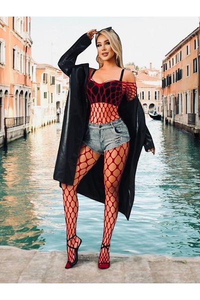 zeypay Red Fancy Garter Body Stocking Dress Skirt Inside Lingerie