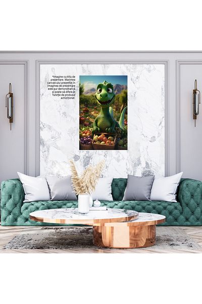 StoryGift Romania Tablou Canvas: Dinozaur Vesel În Grădina De Legume- Personaj Animat Pictura Digitala