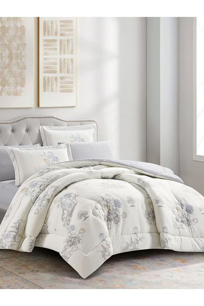 Donetella Comforter Set King Size, 6-Pcs, 260x240 cm, Printed, All Season, Microfiber, 350 GSM