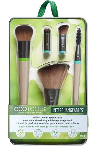 Ecotools Daily Essentials Interchangeables Makeup Brush Set, 5 Brushes, 2 Han...