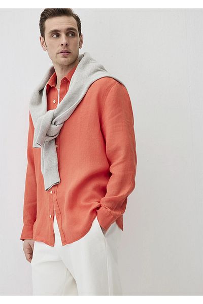 Mavi Red Linen Shirt Regular Fit 0211496-70697