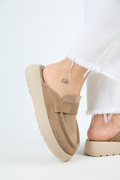 Manijero Tale Women's Genuine Leather Belted Sabo Mink Slippers