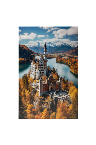 StoryGift Romania Tablou Canvas: View Drona Castel Pe O Insula Apa Stralucito...