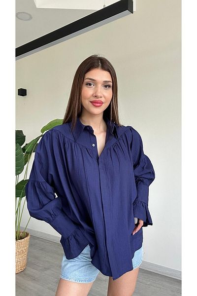modadagiyim Women's Shirring and Sleeve Detailed Shirt