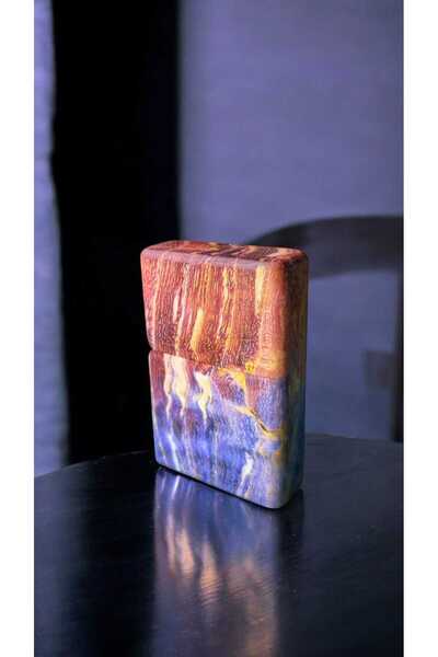 Turna Stabilize dişbudak ağacı benzinli ahşap çakmak özel üretim hediyelik (turuncumor)