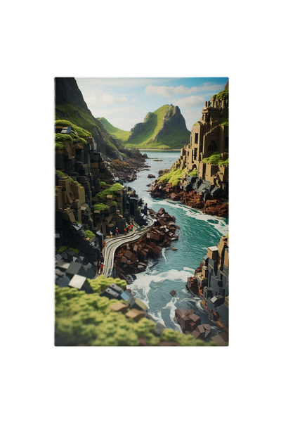 StoryGift Romania Tablou Canvas: View Poteca Printre Muntii Apa Curgatoare Albastra Grup De Drumeti Pictura Digit