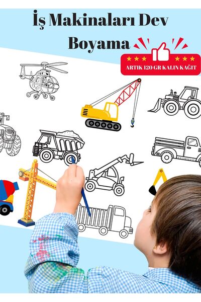 sandal hediyelik İş Makinaları- Dev Boyama Kağıdı - Boyama Rulosu - Büyük Boy...