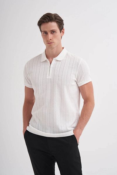 Cazador Ανδρικό μπλουζάκι Polo Neck Ecru 4122