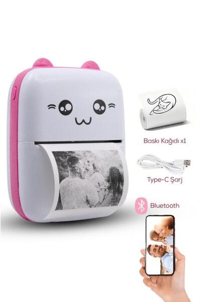 DEMPOWER Mini Taşınabilir Bluetoothlu Termal Yazıcı Pembe Renk