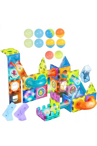 zola Magnetic construction game, 75 luminous pieces, colored balls, roller coaster, educational