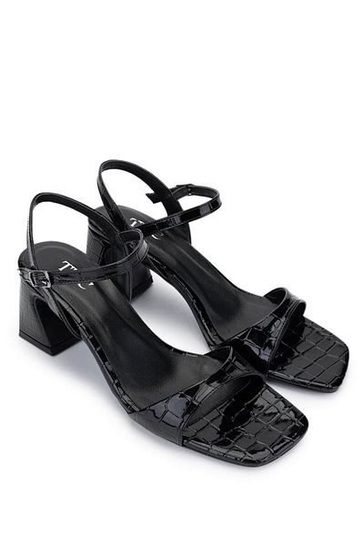 Tamer Tanca Women's Vegan Black Crocodile Heeled Shoes