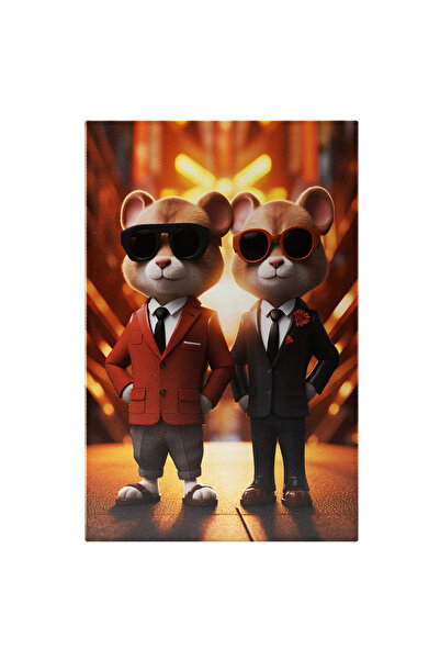 StoryGift Romania Tablou Canvas: Doua Animalute Detective Deghizate Cu Ochelari De Soare In Rezolvarea Unui Caz