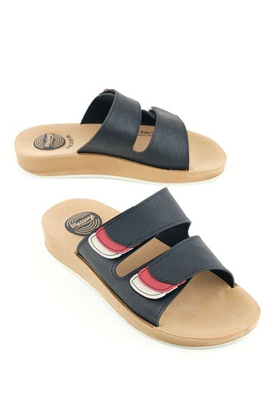 GEZER Women's Summer Bottom Sole Pu Artificial Leather Double Velcro Adjustable Comfortable Massage Sole Daily Te