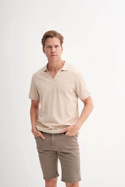 Cazador Ανδρικό μπλουζάκι Polo Neck Beige 4120