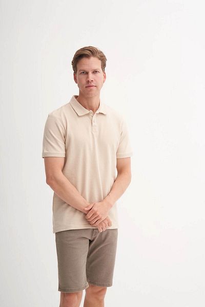 Cazador Ανδρικό μπλουζάκι Polo Neck Beige 4126