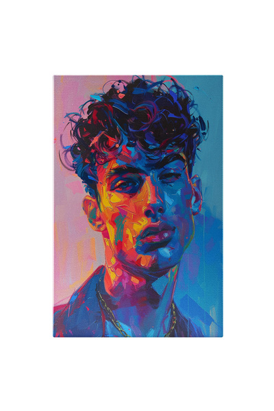 StoryGift Romania Tablou Canvas: Pictura Cu Baiat Cu Camasa Si Lant La Gat Di...