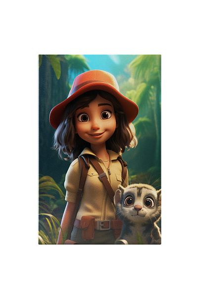 StoryGift Romania Tablou Canvas: Exploratoarea Cu Palaria Portocalie Si Ochii Caprui, Fetita Cu Bluza Bej Si Pan