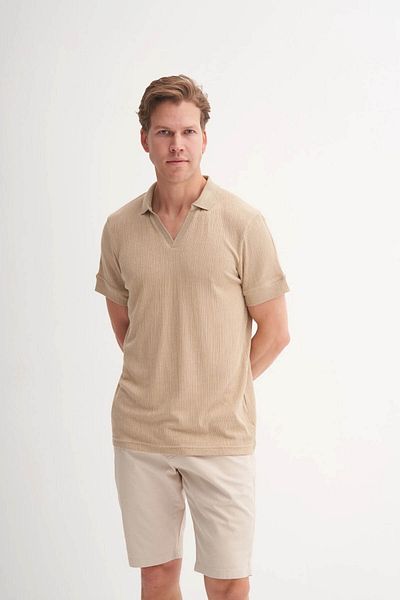 Cazador Ανδρικό μπλουζάκι Polo Neck Sand 4079