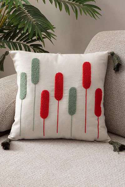 EVOTTO HOME COLLECTİON Comfort Punch Pattern Throw Pillow Cover Square Decorative Bohemian Embroidered Sofa Pillowcase Poncho 45X45