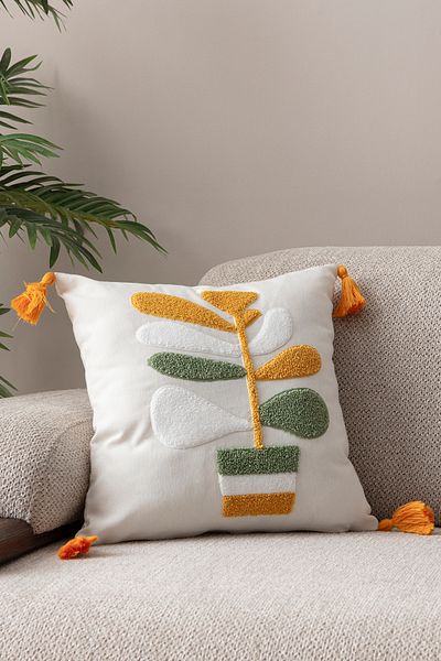 EVOTTO HOME COLLECTİON Comfort Punch Pattern Throw Pillow Cover Square Decorative Bohemian Embroidered Sofa Pillowcase Poncho 45X45