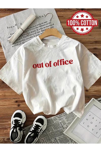 AEMİ Μπλουζάκι Unisex Out Of Office με στάμπα 100% βαμβακερό Oversize