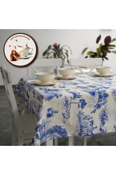 Pucioasa Față de masă din bumbac acoperită cu teflon, 160x320cm, model peisaj vintage