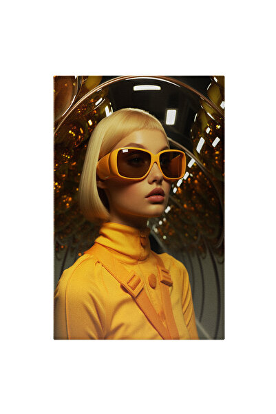 StoryGift Romania Tablou Canvas: Model In Galben Lucrari De Arta, Ochelari, A...