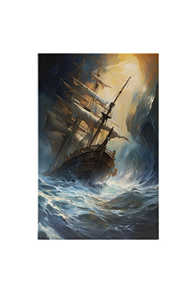 StoryGift Romania Tablou Canvas: Pctura Corabie De Pirati Pe Mare Agitata Fur...
