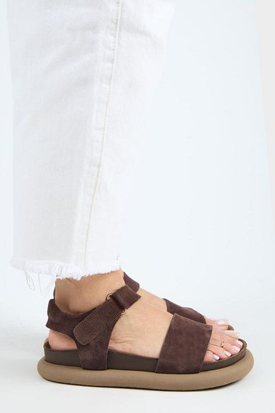 Manijero Bronx Women's Genuine Leather Scarf Velcro Light Brown Sandals